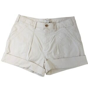Banana Republic Authentic Chino Shorts Womens 12 Cream Off White Cuffed Stretch